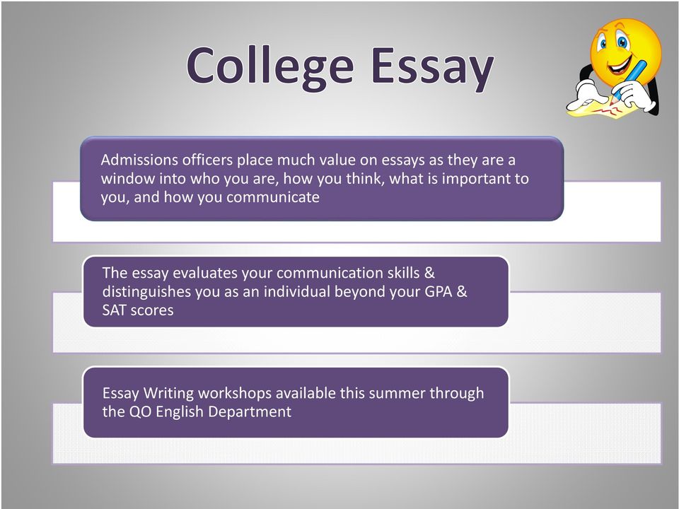 your communication skills & distinguishes you as an individual beyond your GPA & SAT