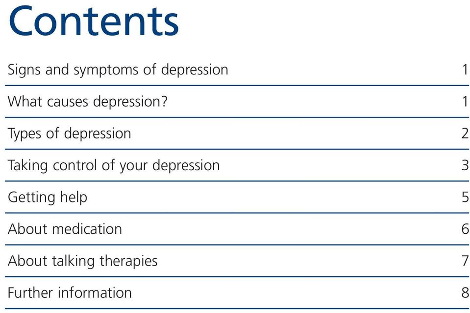 1 Types of depression 2 Taking control of your
