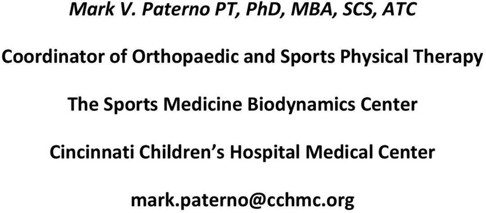 Orthopaedic and Sports Physical Therapy The Sports