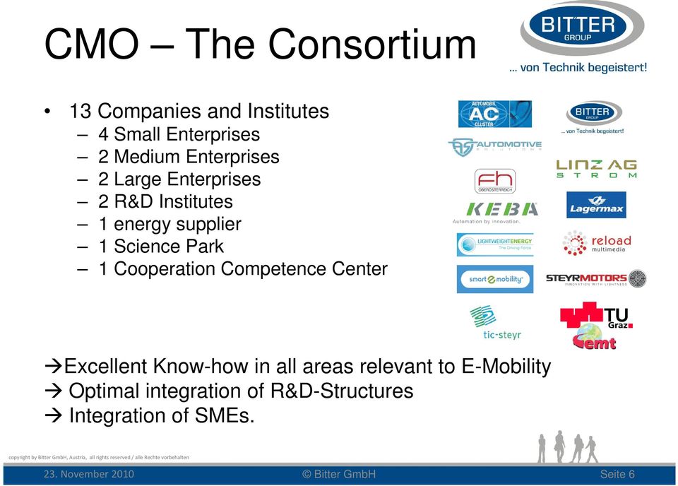 Cooperation Competence Center Excellent Know-how in all areas relevant to E-Mobility