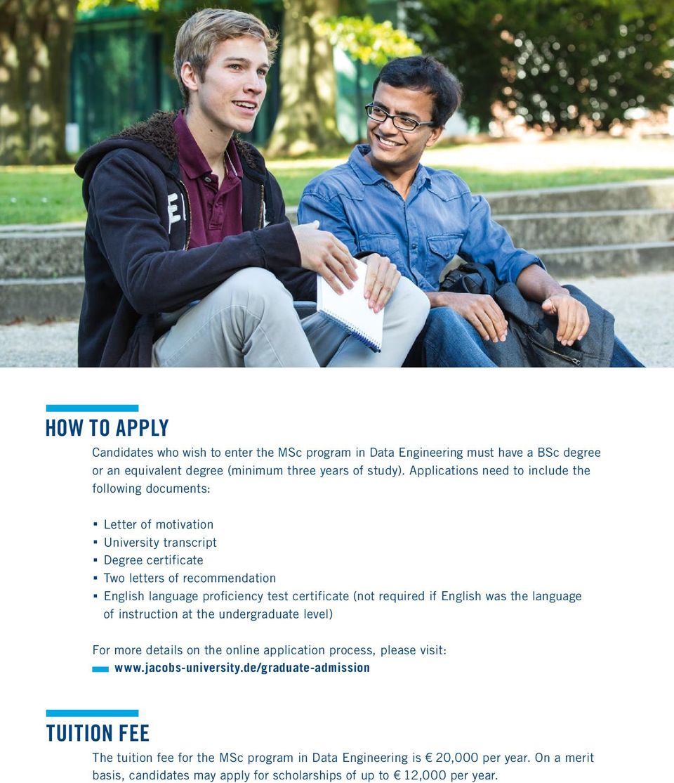 English language proficiency test certificate (not required if English was the language of instruction at the undergraduate level) For more details on the online application