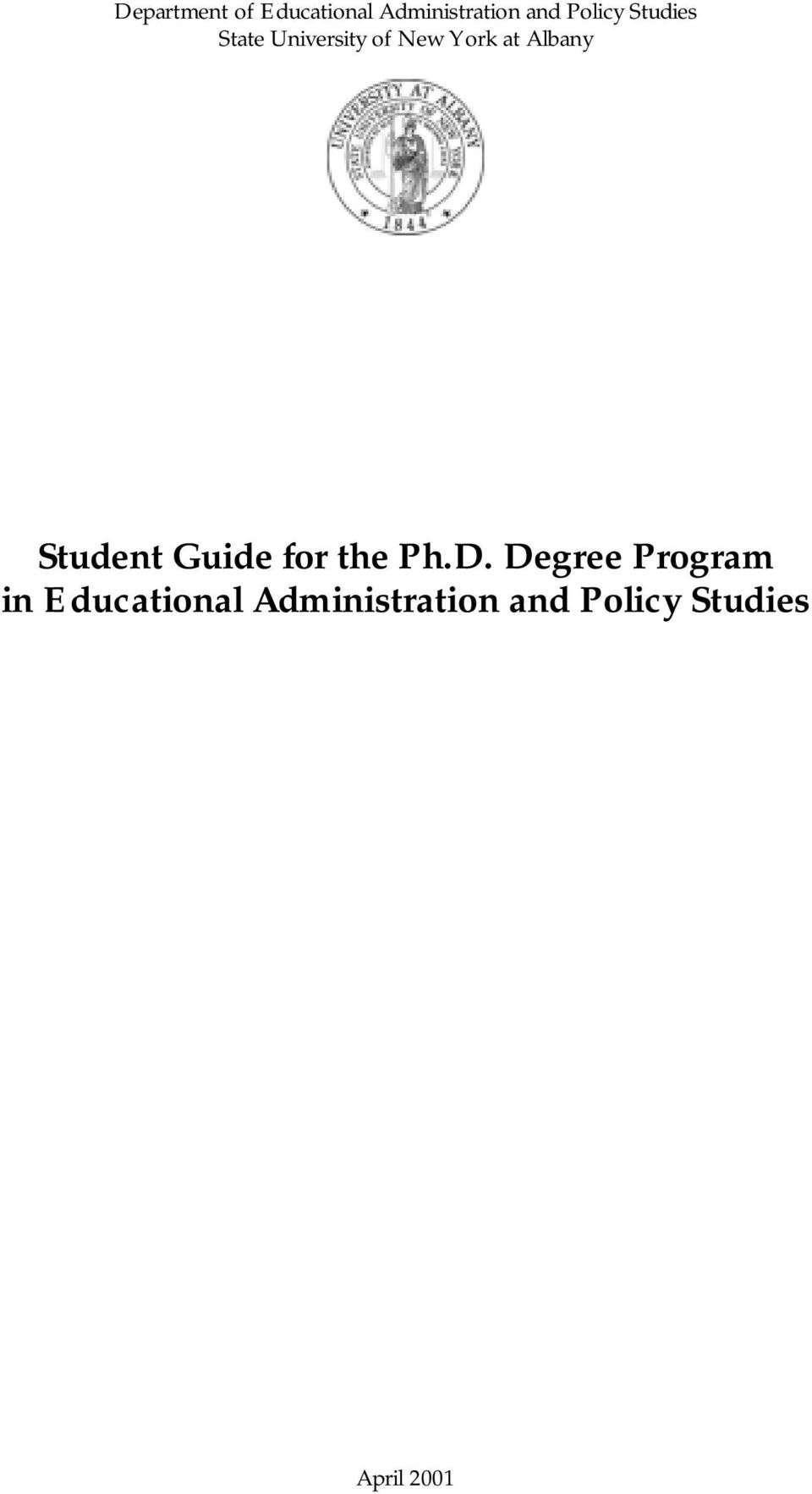 Albany Student Guide for the Ph.D.