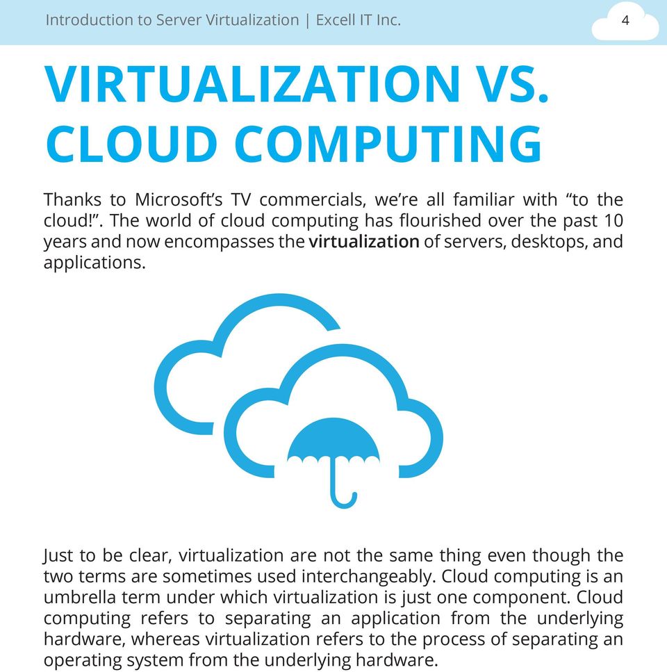 Just to be clear, virtualization are not the same thing even though the two terms are sometimes used interchangeably.