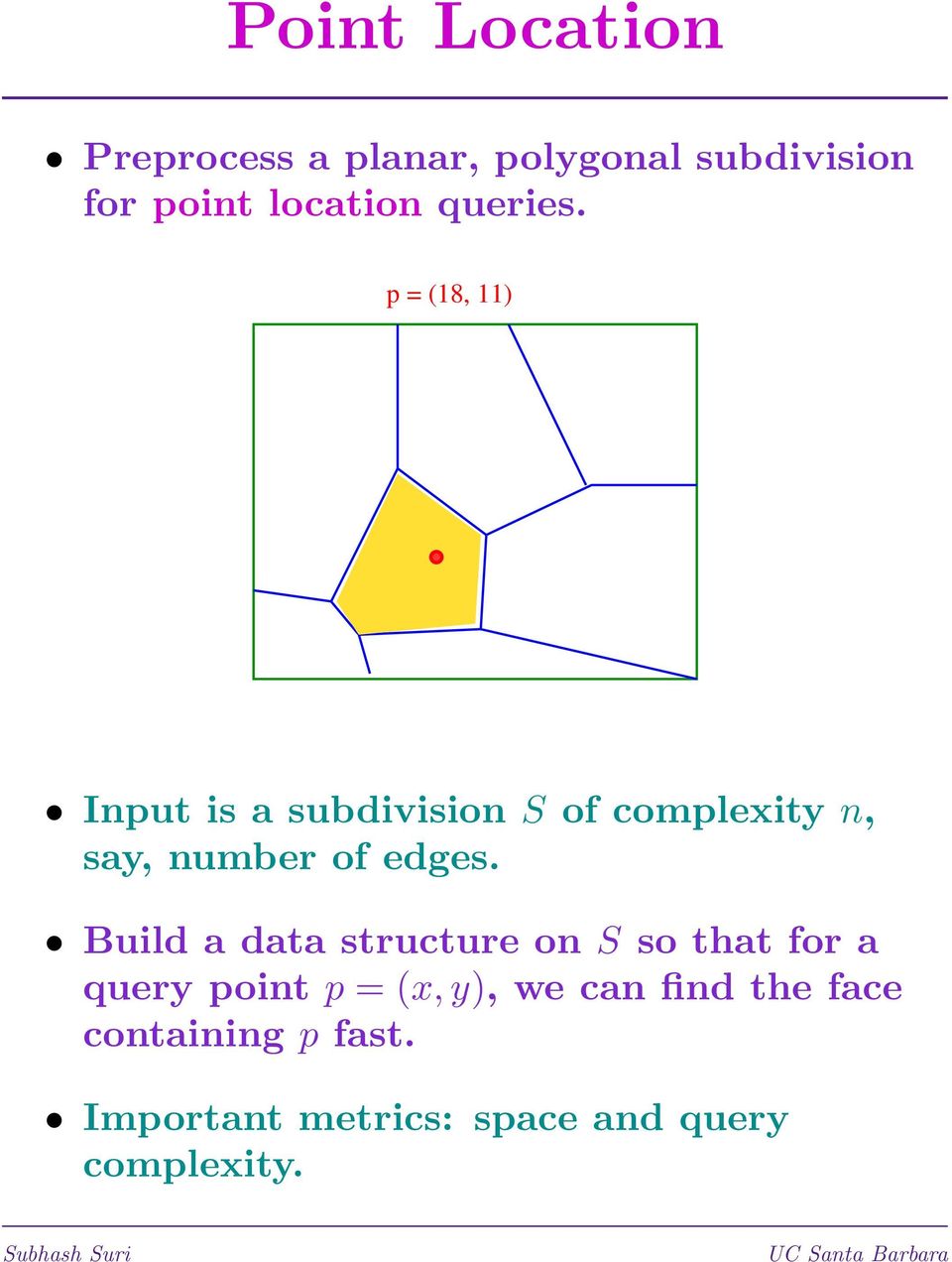 = (18, 11) Inut is a subdivision S of comlexity n, say, number of edges.
