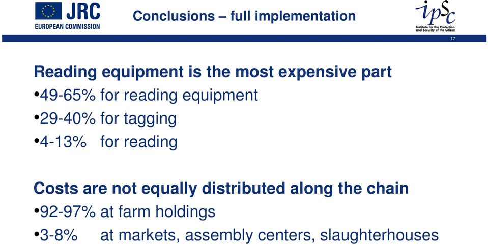 4-13% for reading Costs are not equally distributed along the chain