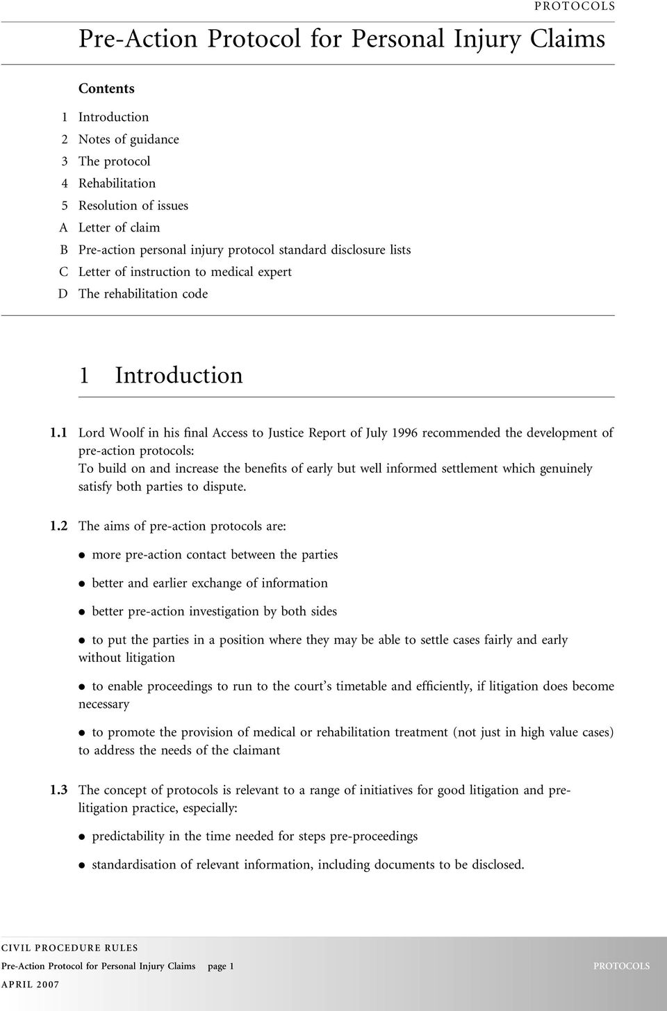 Pre-Action Protocol for Personal Injury Claims - PDF Free Download Within Pre Action Protocol Letter Template