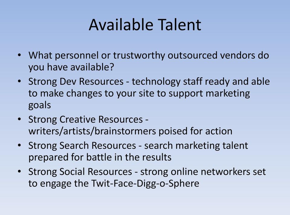 Strong Creative Resources - writers/artists/brainstormers poised for action Strong Search Resources - search