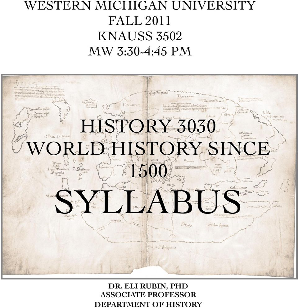 WORLD HISTORY SINCE 1500 SYLLABUS DR.