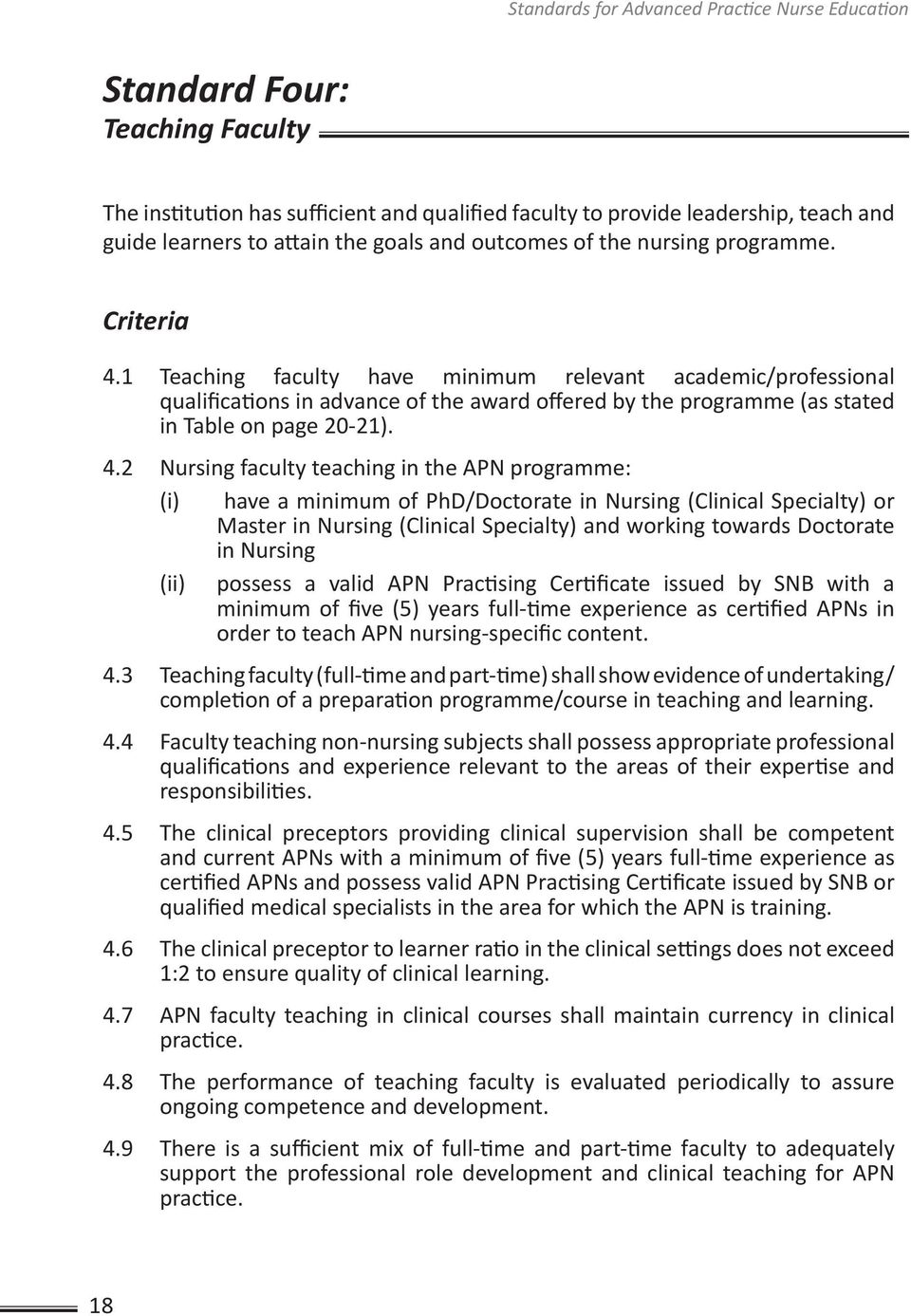 1 Teaching faculty have minimum relevant academic/professional qualifications in advance of the award offered by the programme (as stated in Table on page 20-21). 4.