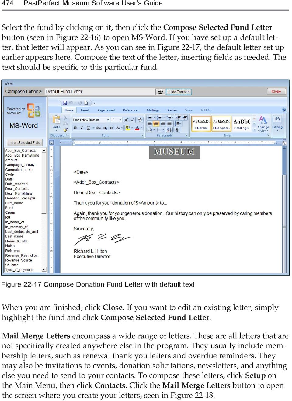 Compose the text of the letter, inserting fields as needed. The text should be specific to this particular fund.