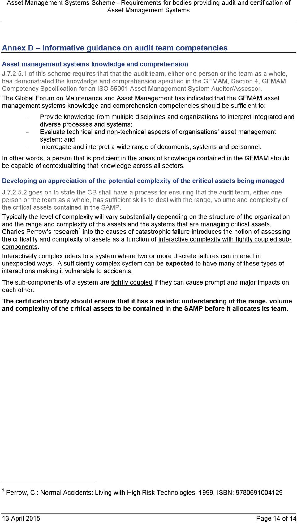 Specification for an ISO 55001 Asset Management System Auditor/Assessor.