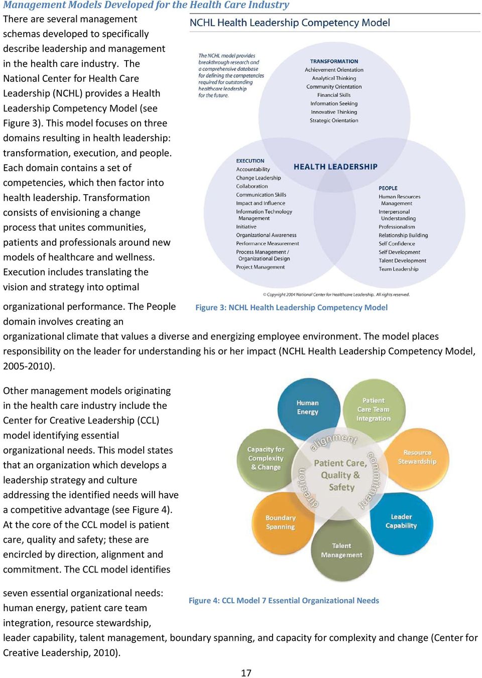 This model focuses on three domains resulting in health leadership: transformation, execution, and people. Each domain contains a set of competencies, which then factor into health leadership.