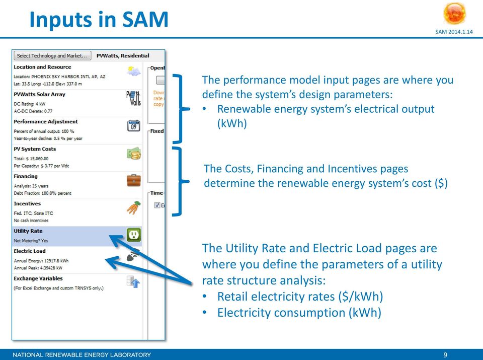 energy system s electrical output (kwh) The Costs, Financing and Incentives pages determine the renewable