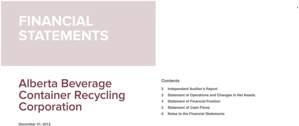 Operations and Changes in Net Assets 4 Statement of Financial