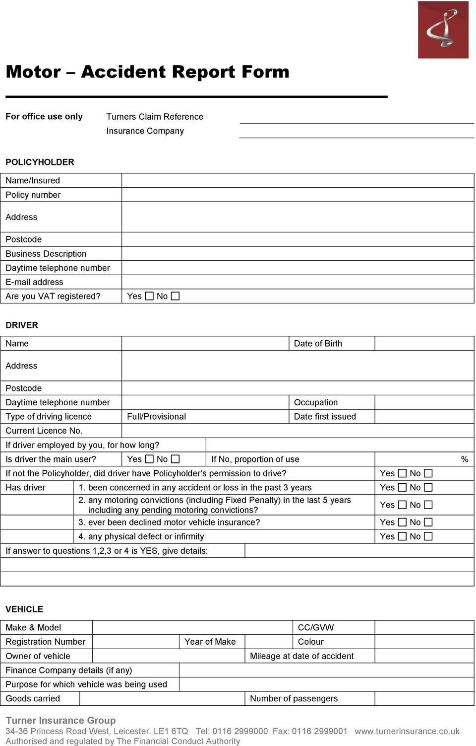 Motor Accident Report Form - PDF Free Download Regarding Vehicle Accident Report Template