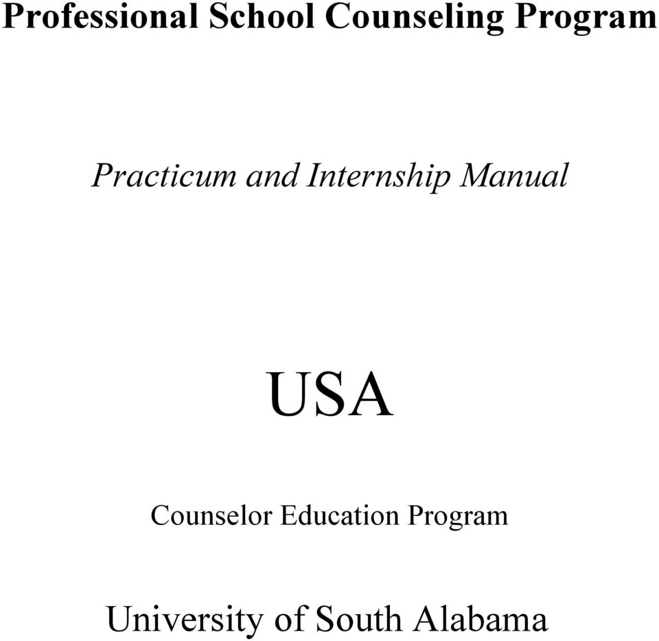 Manual USA Counselor Education