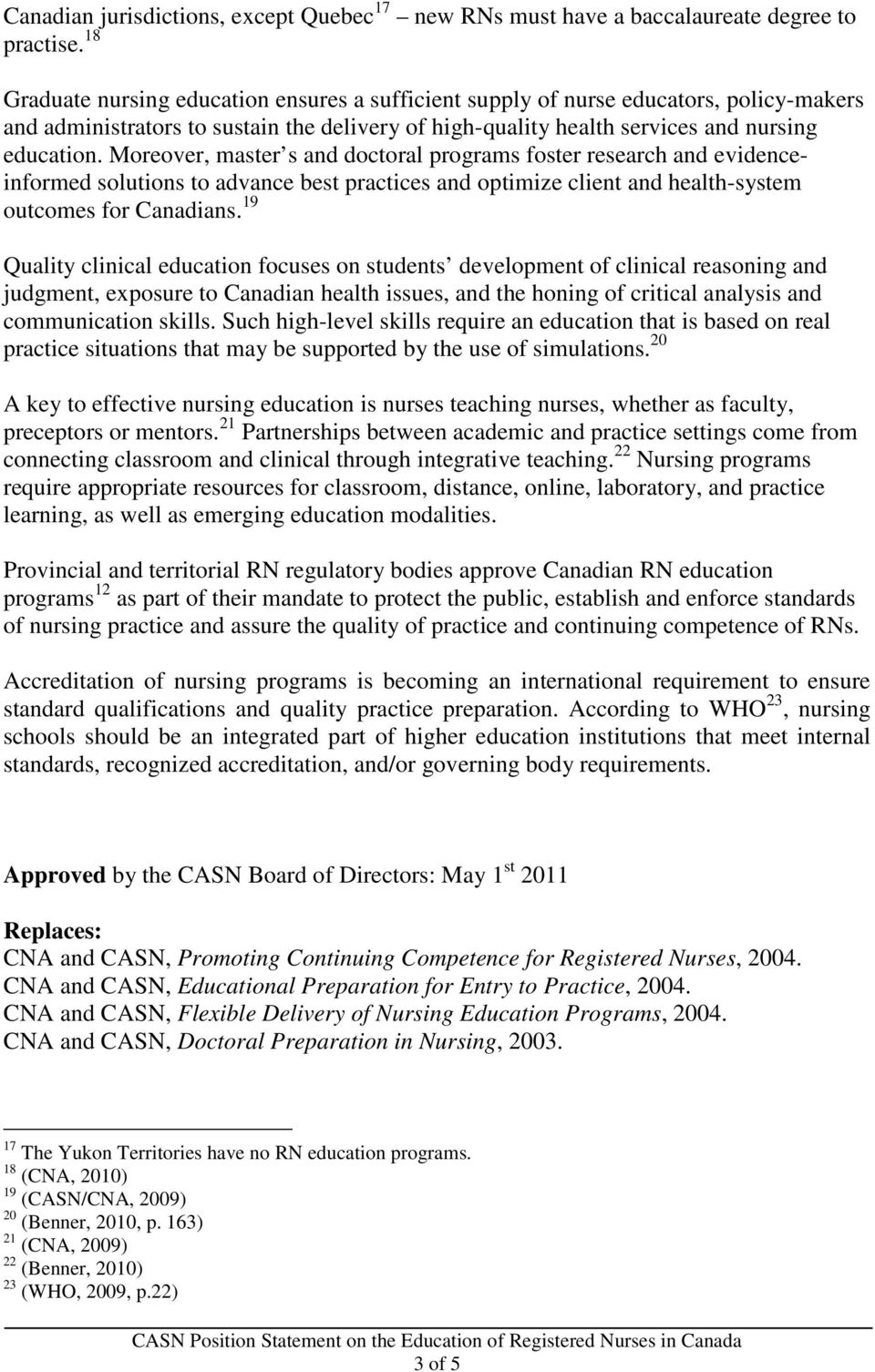 Position Statement Title Education Of Registered Nurses In