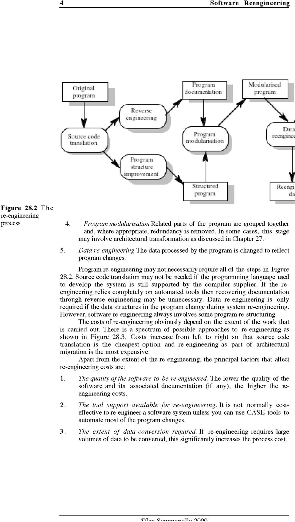 Program re-engineering may not necessarily require all of the steps in Figure 28