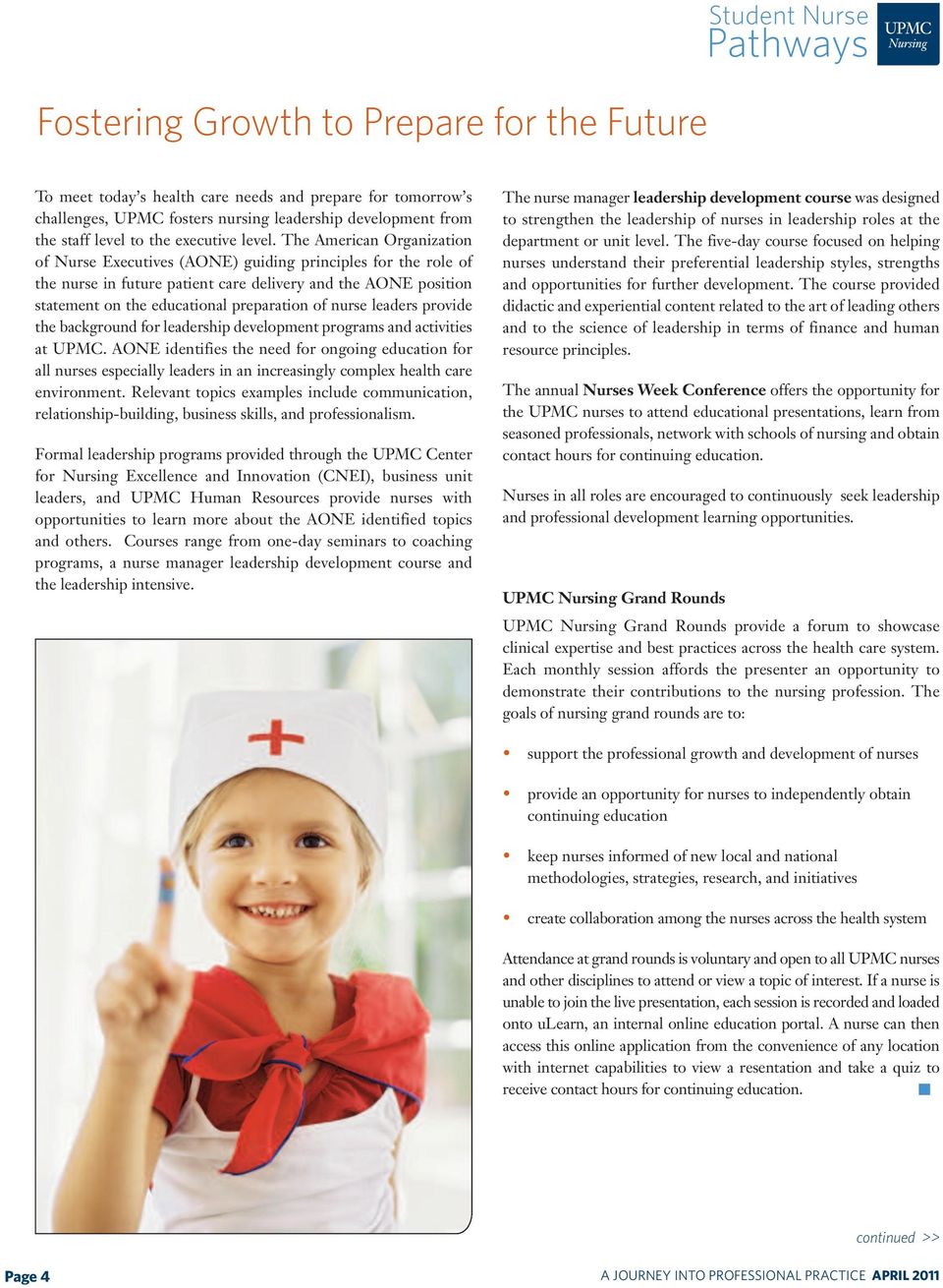 The American Organization of Nurse Executives (AONE) guiding principles for the role of the nurse in future patient care delivery and the AONE position statement on the educational preparation of