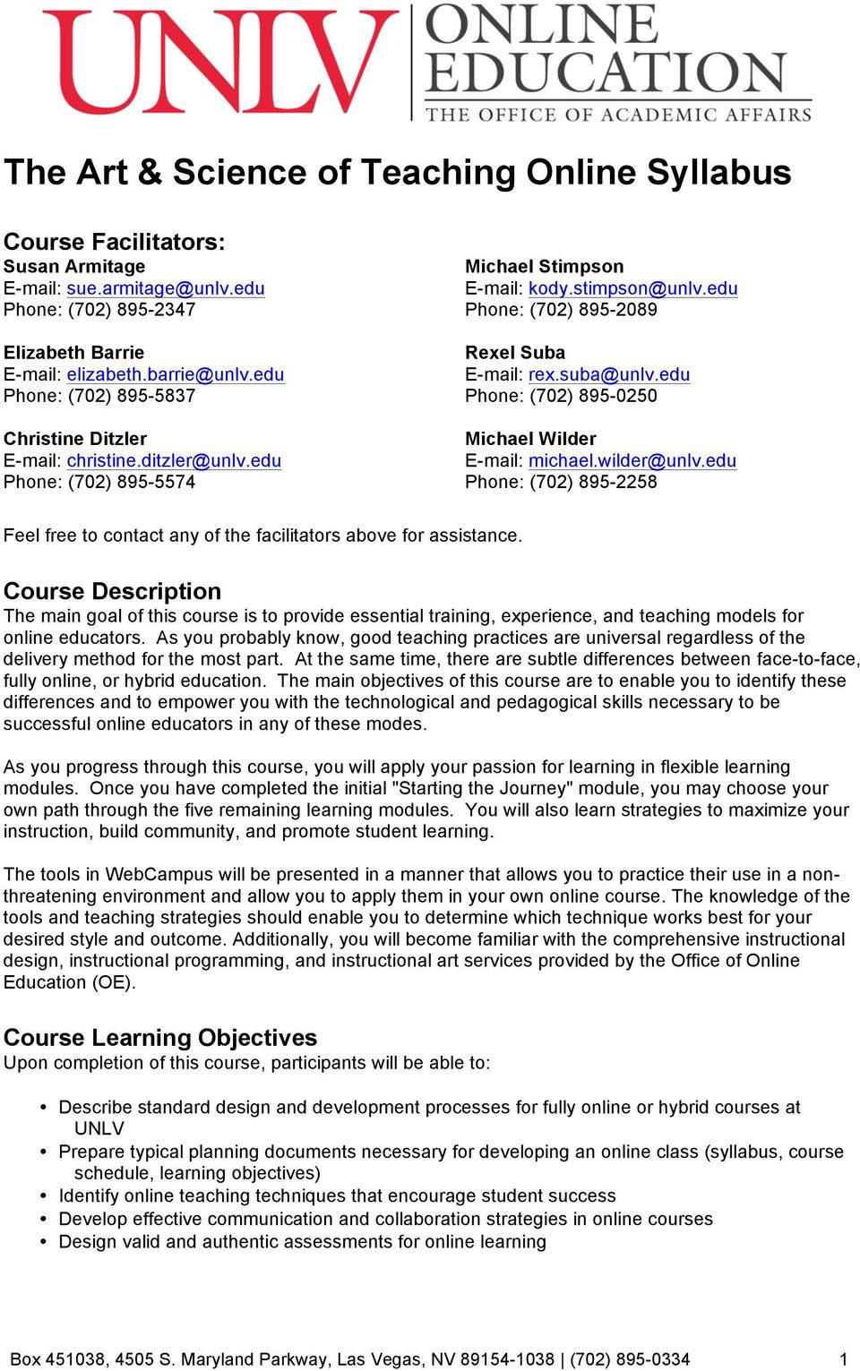 The Art Science Of Teaching Online Syllabus Pdf Free Download