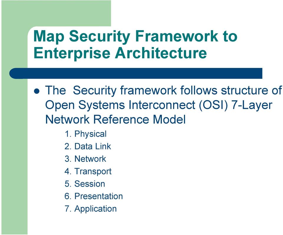 Interconnect (OSI) 7-Layer Network Reference Model 1.