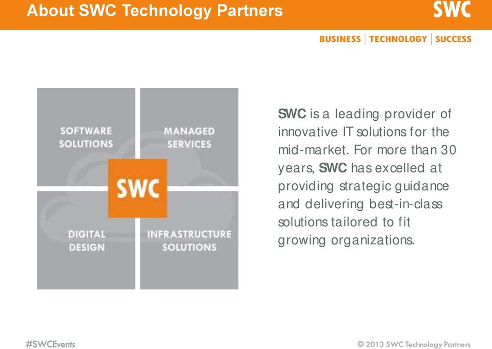 For more than 30 years, SWC has excelled at providing strategic