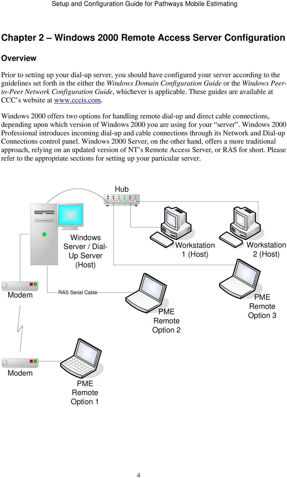 Windows 2000 offers two options for handling remote dial-up and direct cable connections, depending upon which version of Windows 2000 you are using for your server.