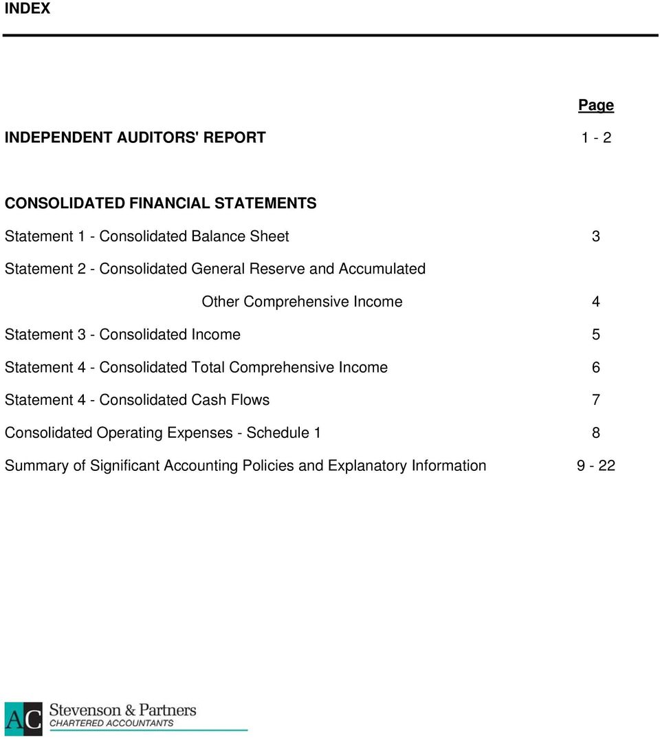 Consolidated Income 5 Statement 4 - Consolidated Total Comprehensive Income 6 Statement 4 - Consolidated Cash Flows