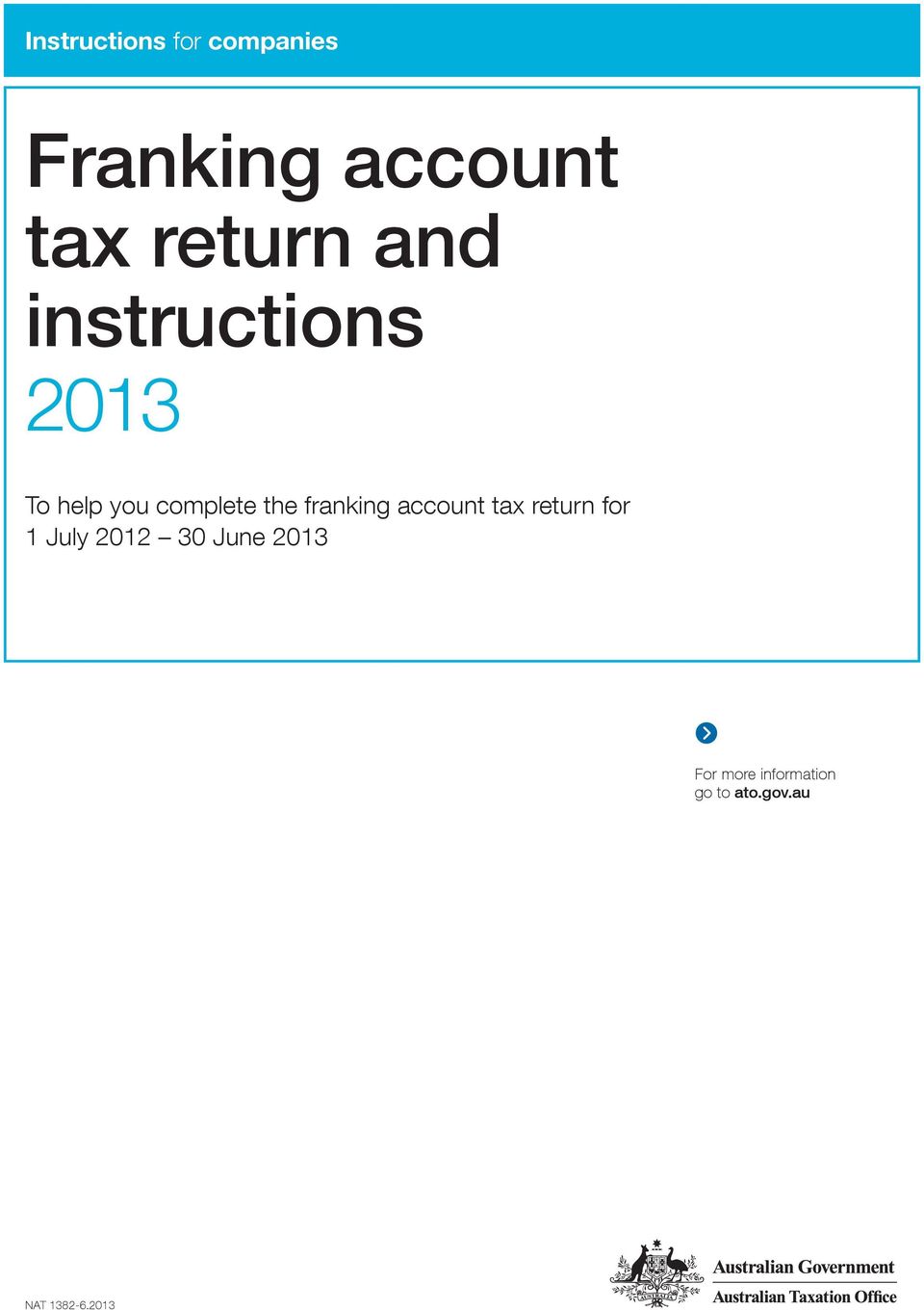 the franking account tax return for 1 July 2012 30