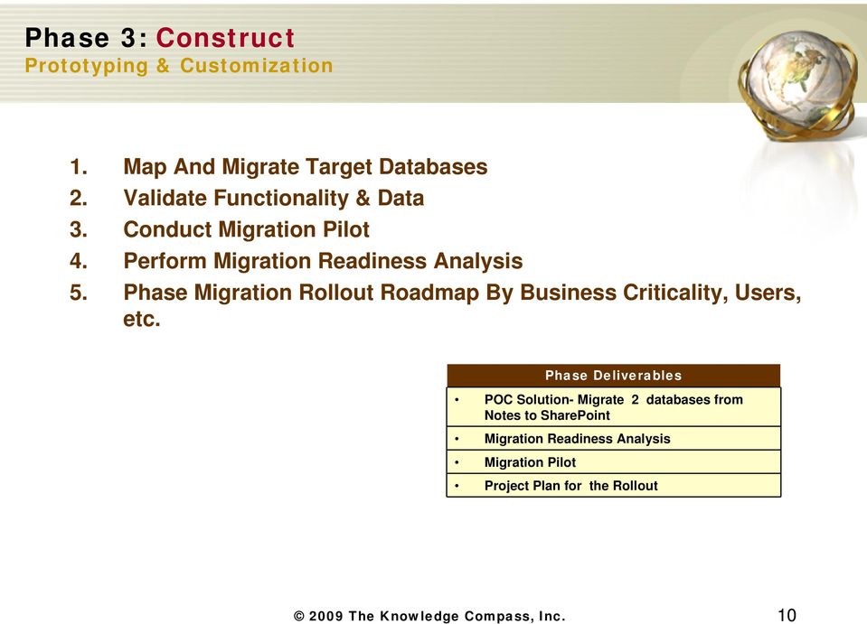 Phase Migration Rollout Roadmap By Business Criticality, Users, etc.