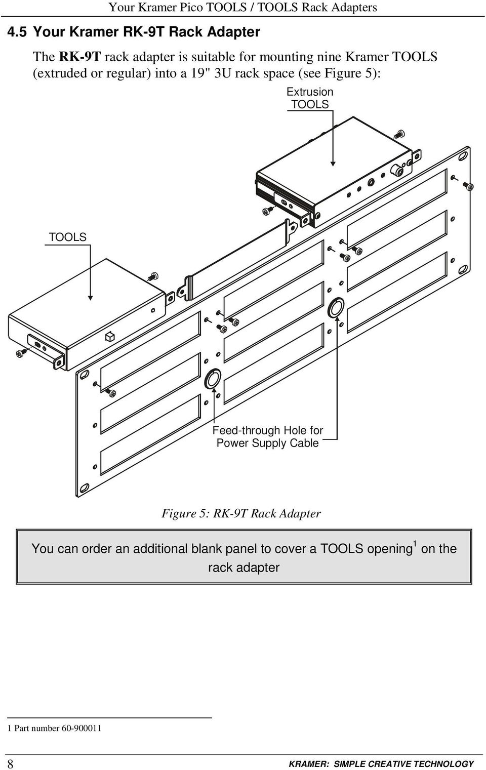 or regular) into a 19" 3U rack space (see Figure 5): Extrusion Feed-through Hole for Power Supply