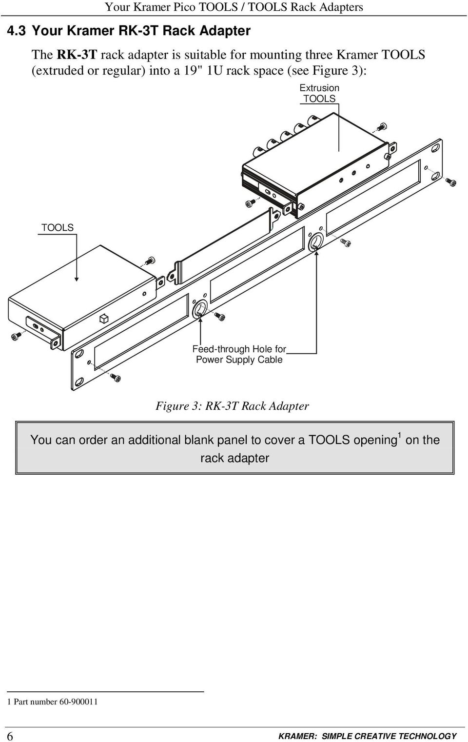 or regular) into a 19" 1U rack space (see Figure 3): Extrusion Feed-through Hole for Power Supply Cable