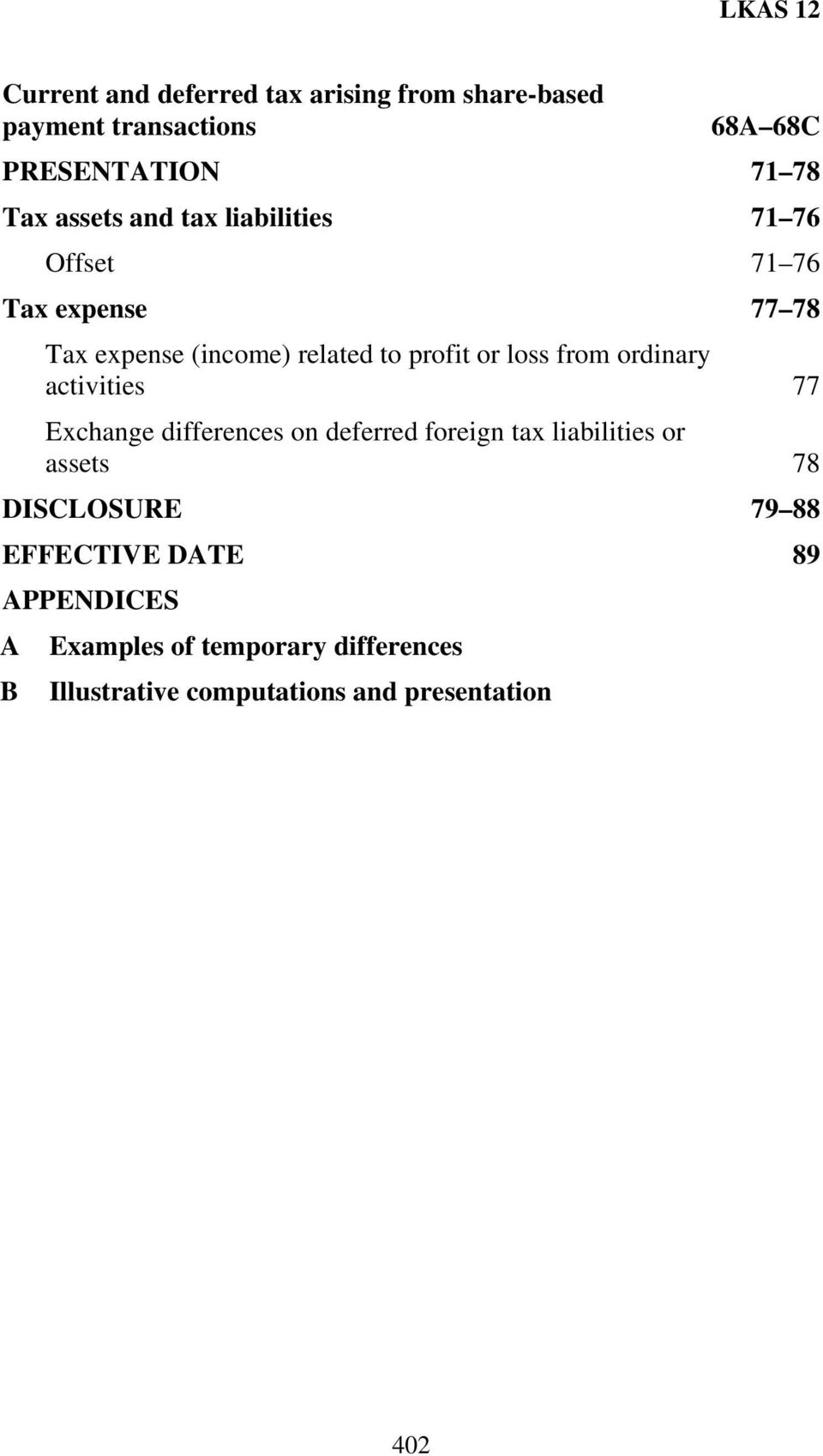 ordinary activities 77 Exchange differences on deferred foreign tax liabilities or assets 78 DISCLOSURE 79 88
