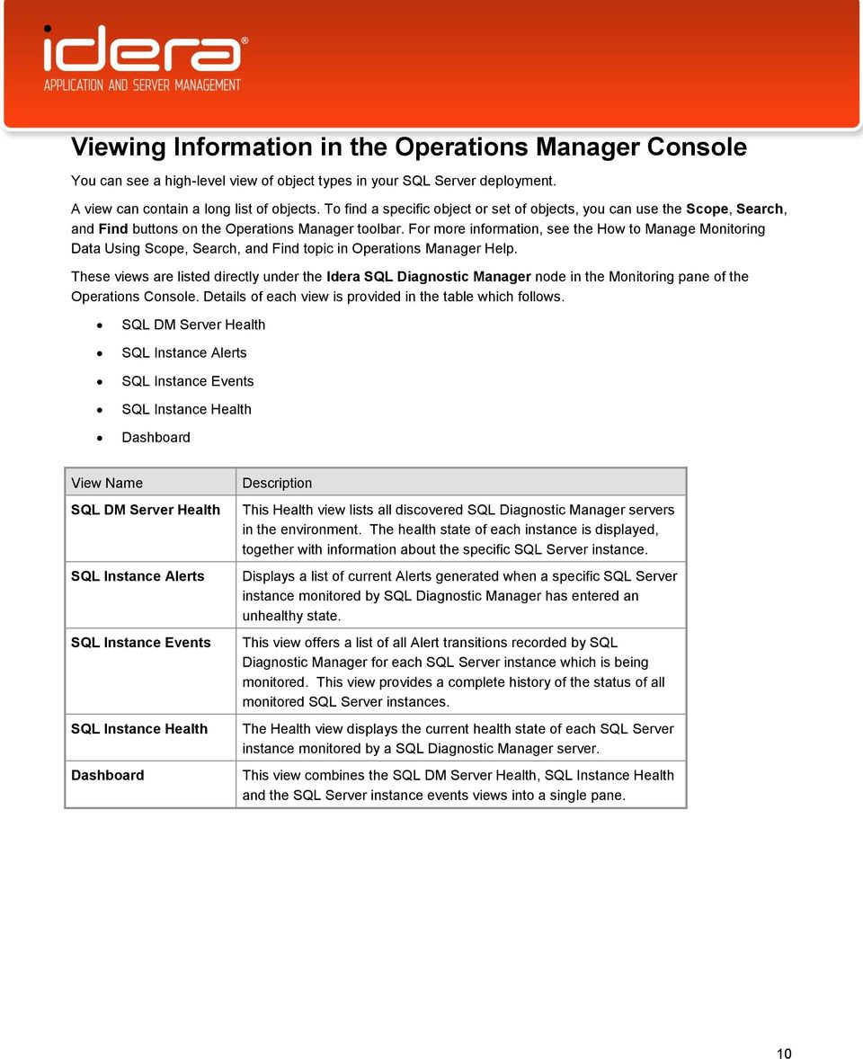 For more information, see the How to Manage Monitoring Data Using Scope, Search, and Find topic in Operations Manager Help.