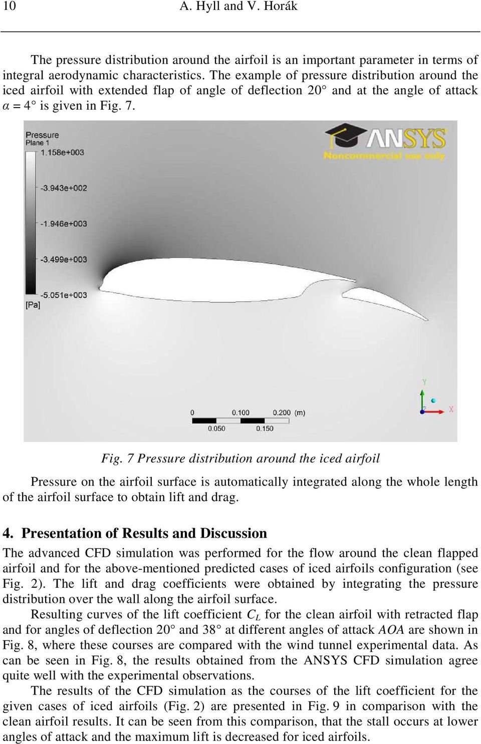 7. Fig. 7 Pressure distribution around the iced airfoil Pressure on the airfoil surface is automatically integrated along the whole length of the airfoil surface to obtain lift and drag. 4.