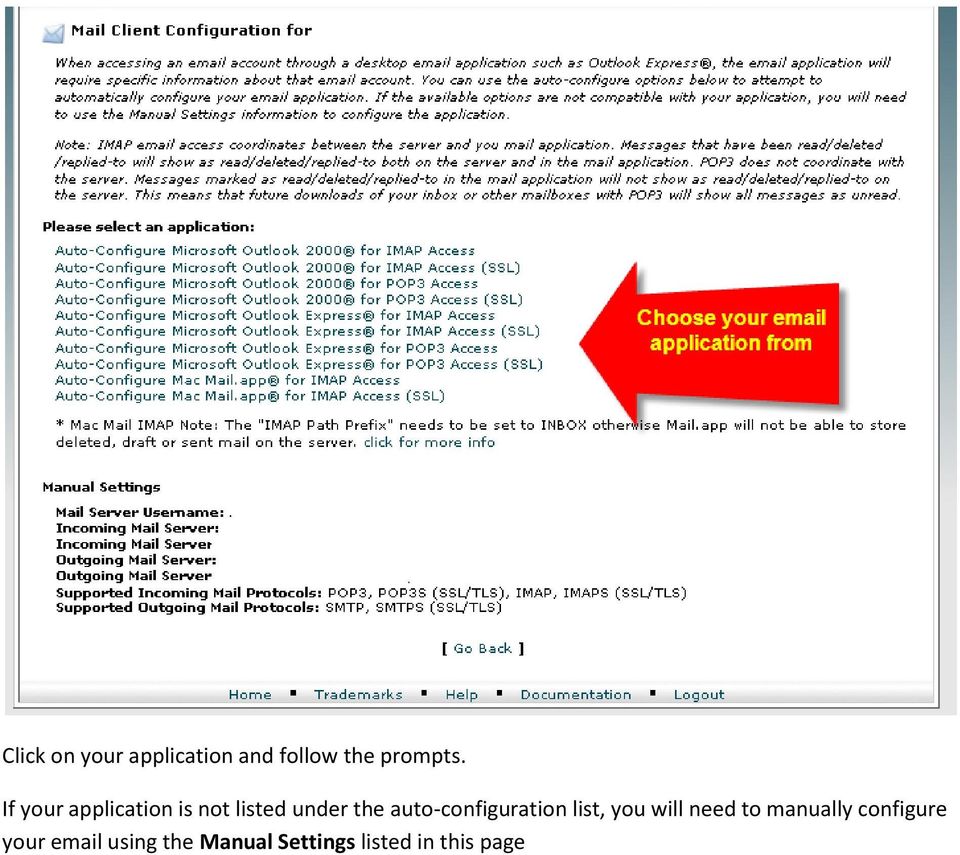 auto-configuration list, you will need to manually