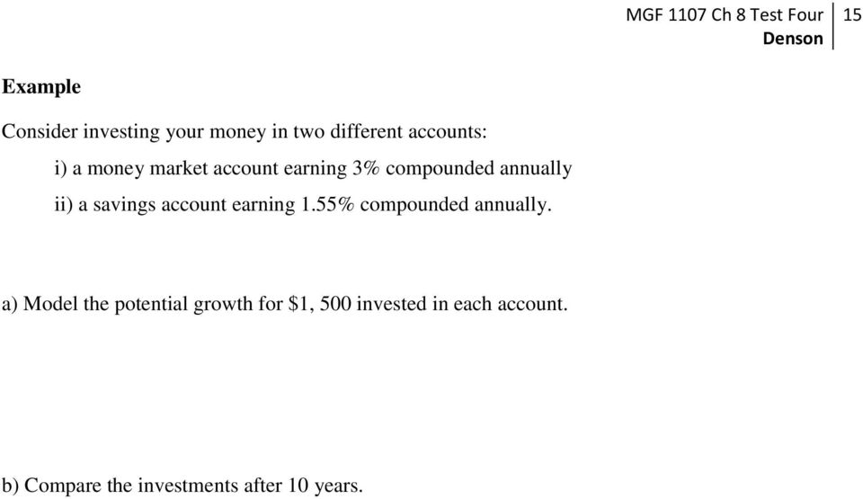 account earning 1.55% compounded annually.