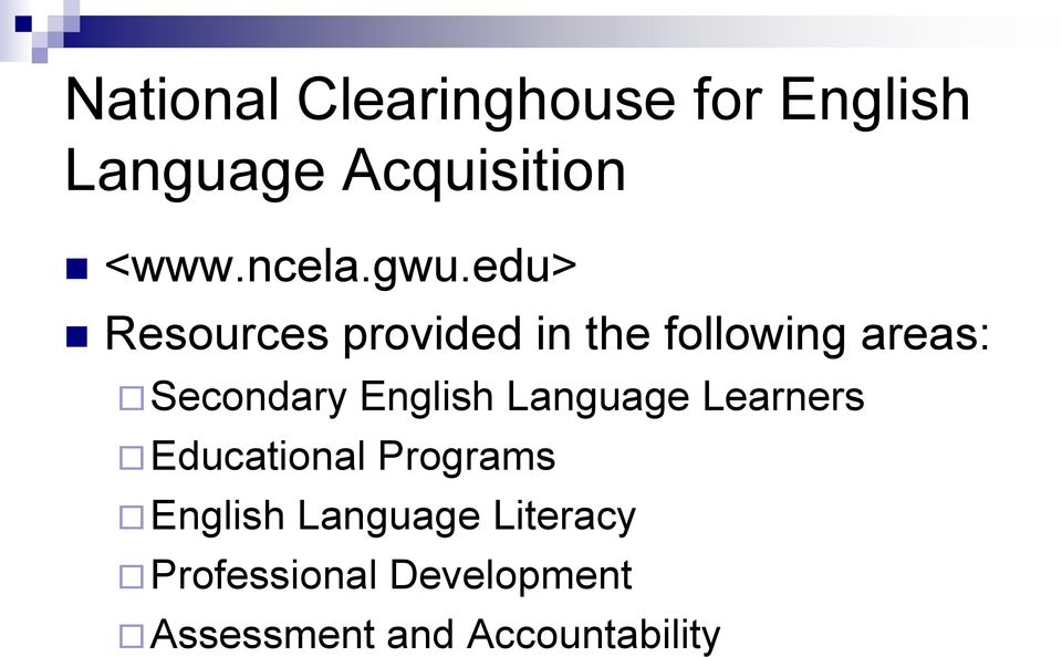 edu> Resources provided in the following areas: Secondary