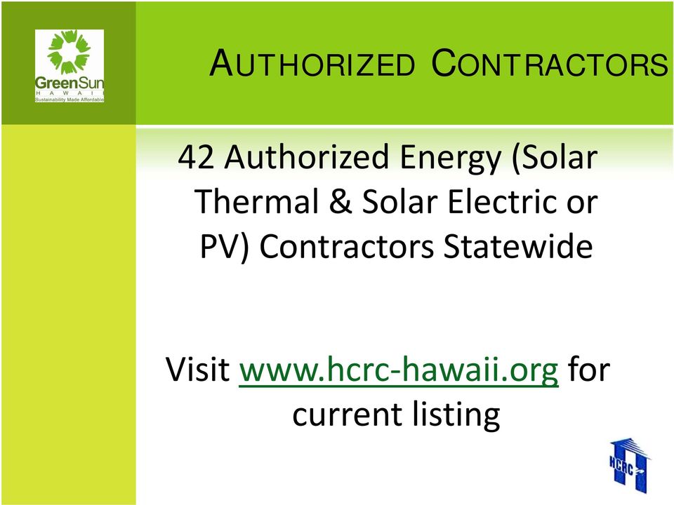 Electric or PV) Contractors Statewide