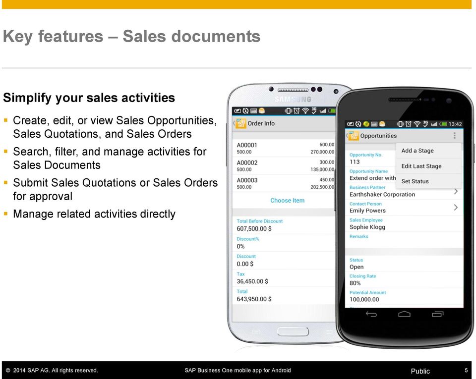 Search, filter, and manage activities for Sales Documents Submit Sales