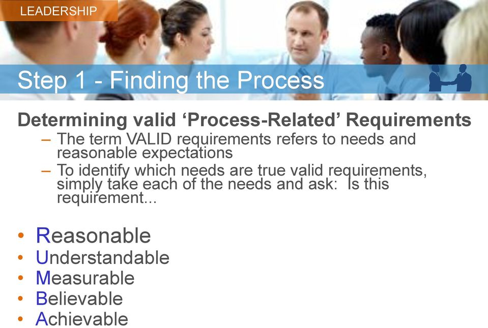 which needs are true valid requirements, simply take each of the needs and ask: