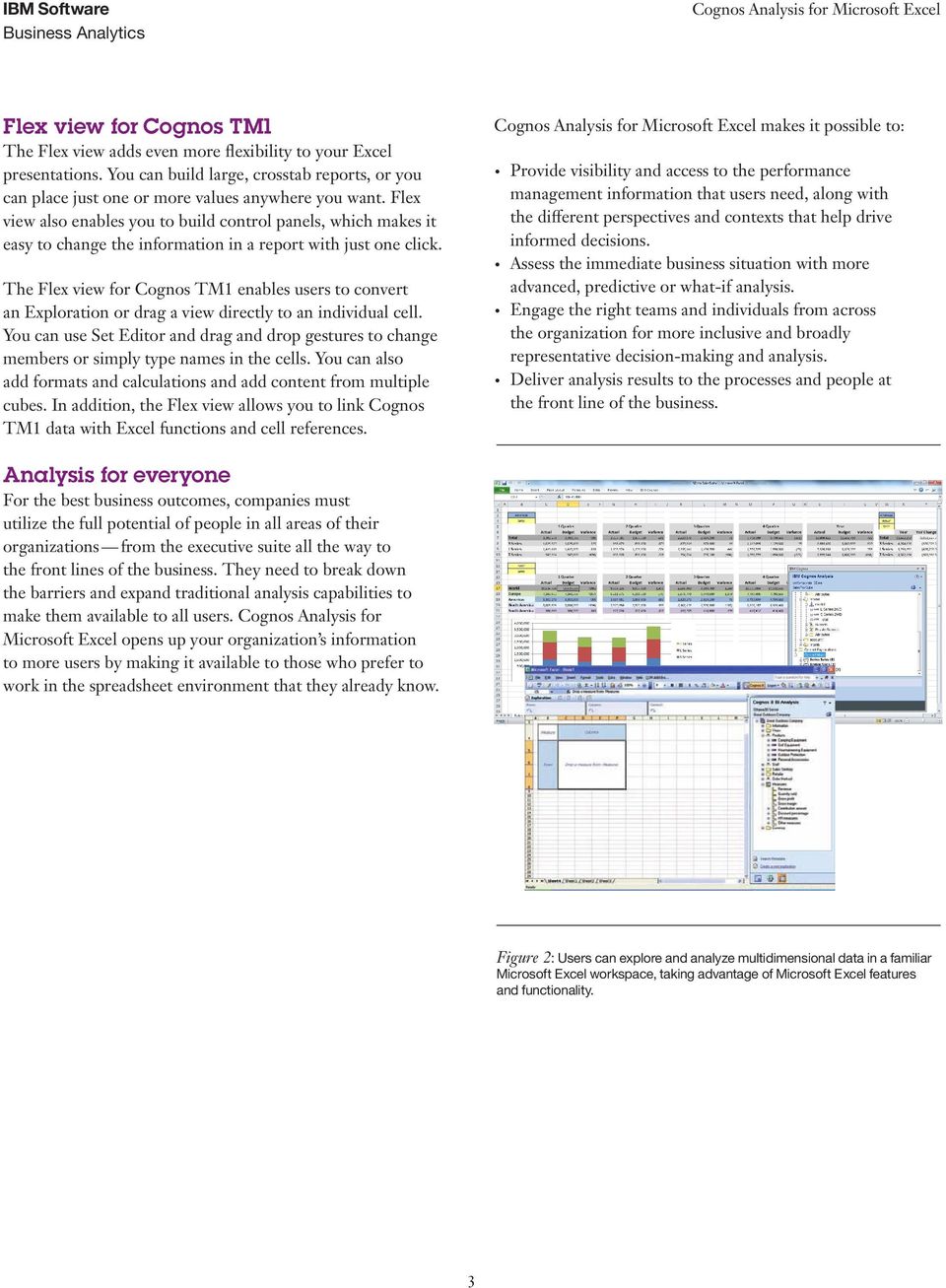 The Flex view for Cognos TM1 enables users to convert an Exploration or drag a view directly to an individual cell.