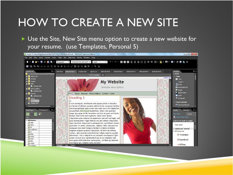 to create a new website for