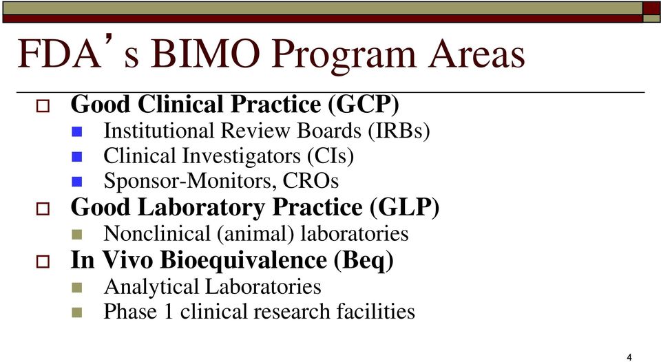 Laboratory Practice (GLP) Nonclinical (animal) laboratories In Vivo