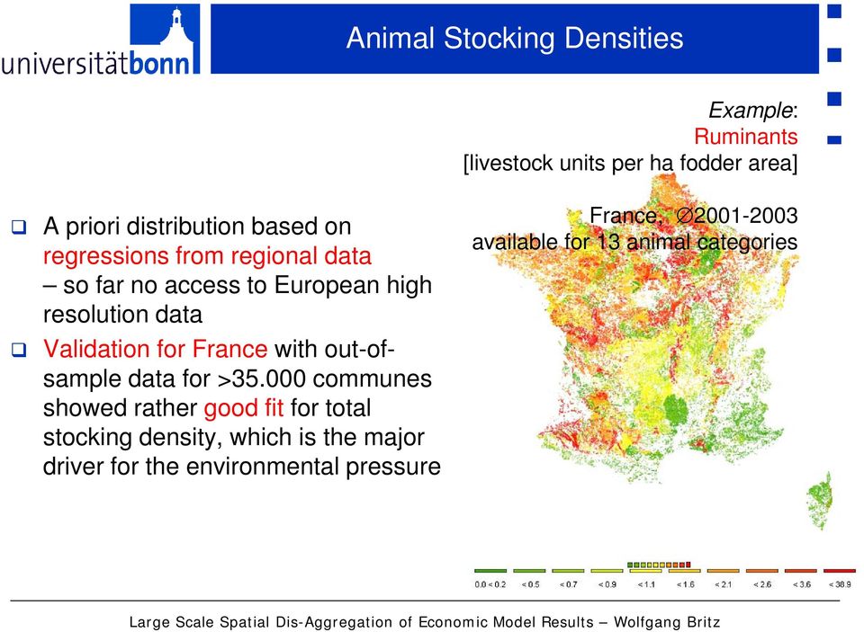 000 communes showed rather good fit for total stocking density, which is the major driver for the environmental pressure