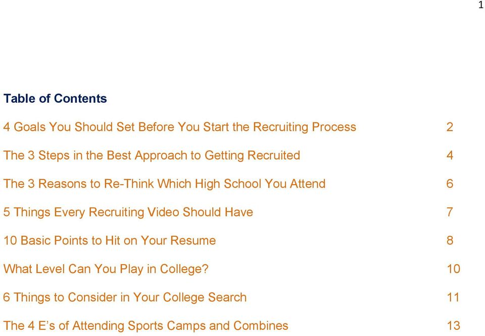Every Recruiting Video Should Have 7 10 Basic Points to Hit on Your Resume 8 What Level Can You Play in