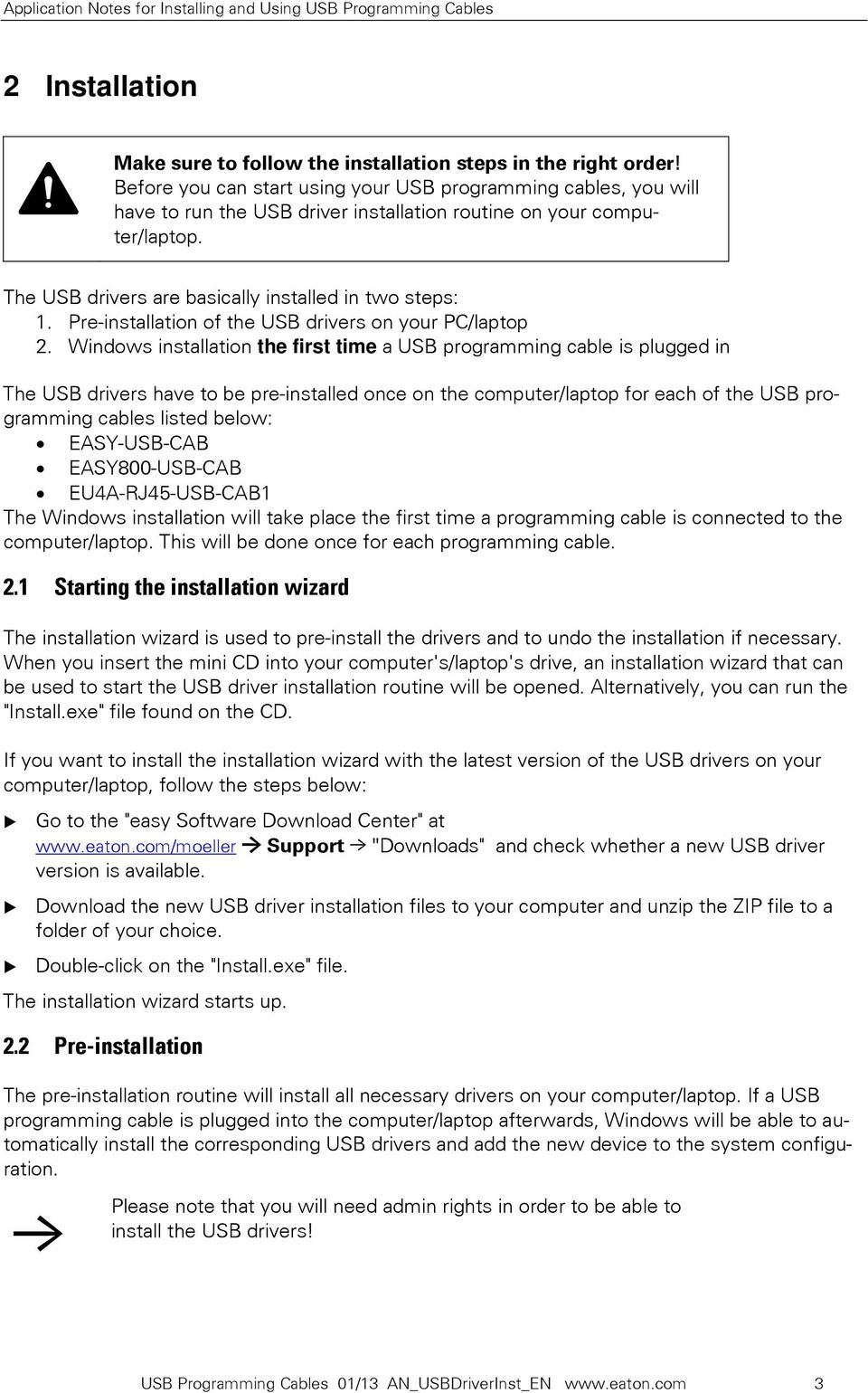 Pre-installation of the USB drivers on your PC/laptop 2.