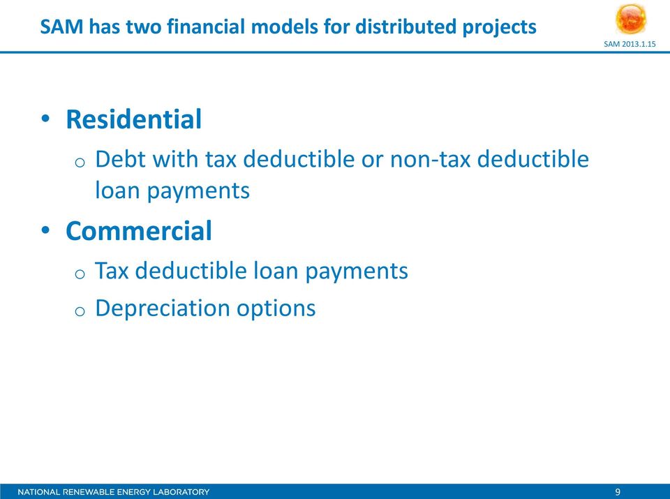 or non-tax deductible loan payments Commercial o