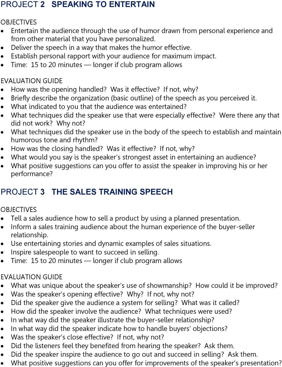 personal experience speech examples