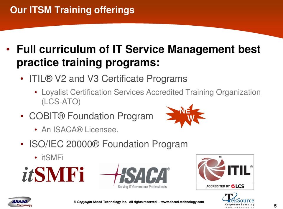 Certification Services Accredited Training Organization (LCS-ATO) NE W COBIT